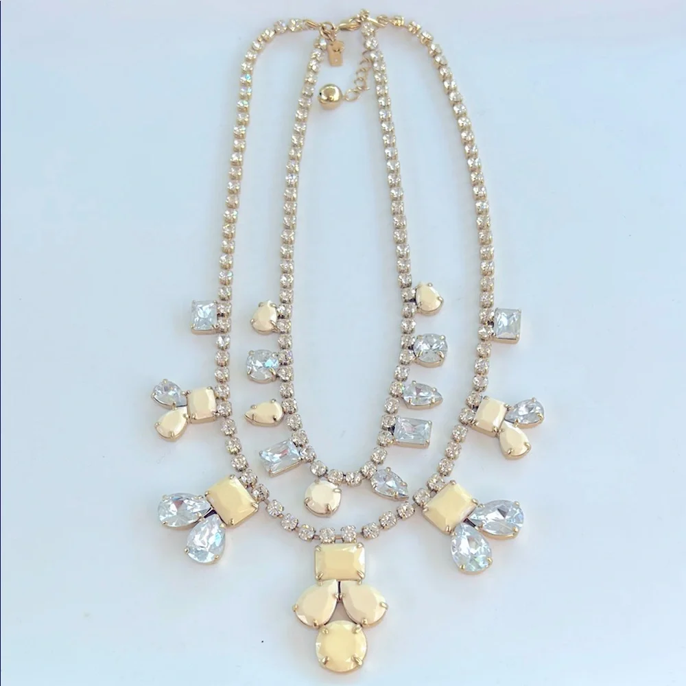 Rare Kate Spade Double Layer Secret Garden Rhinestone Statement Necklace